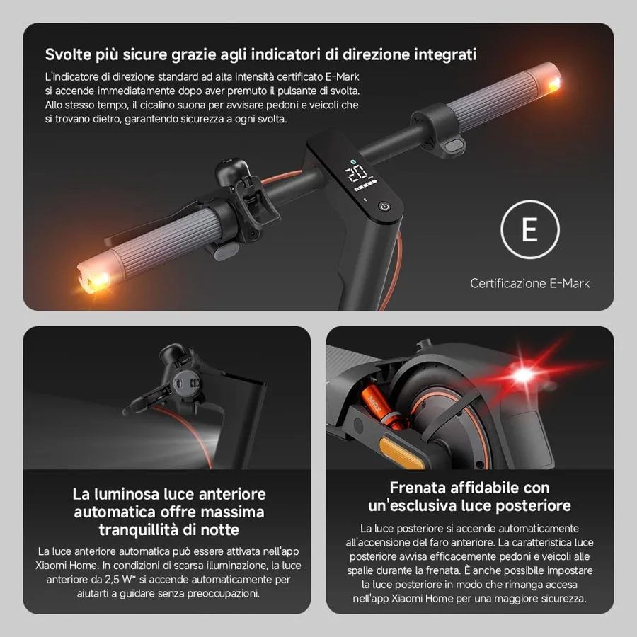Frecce integrate e luci dello Xiaomi Electric Scooter 5 Max